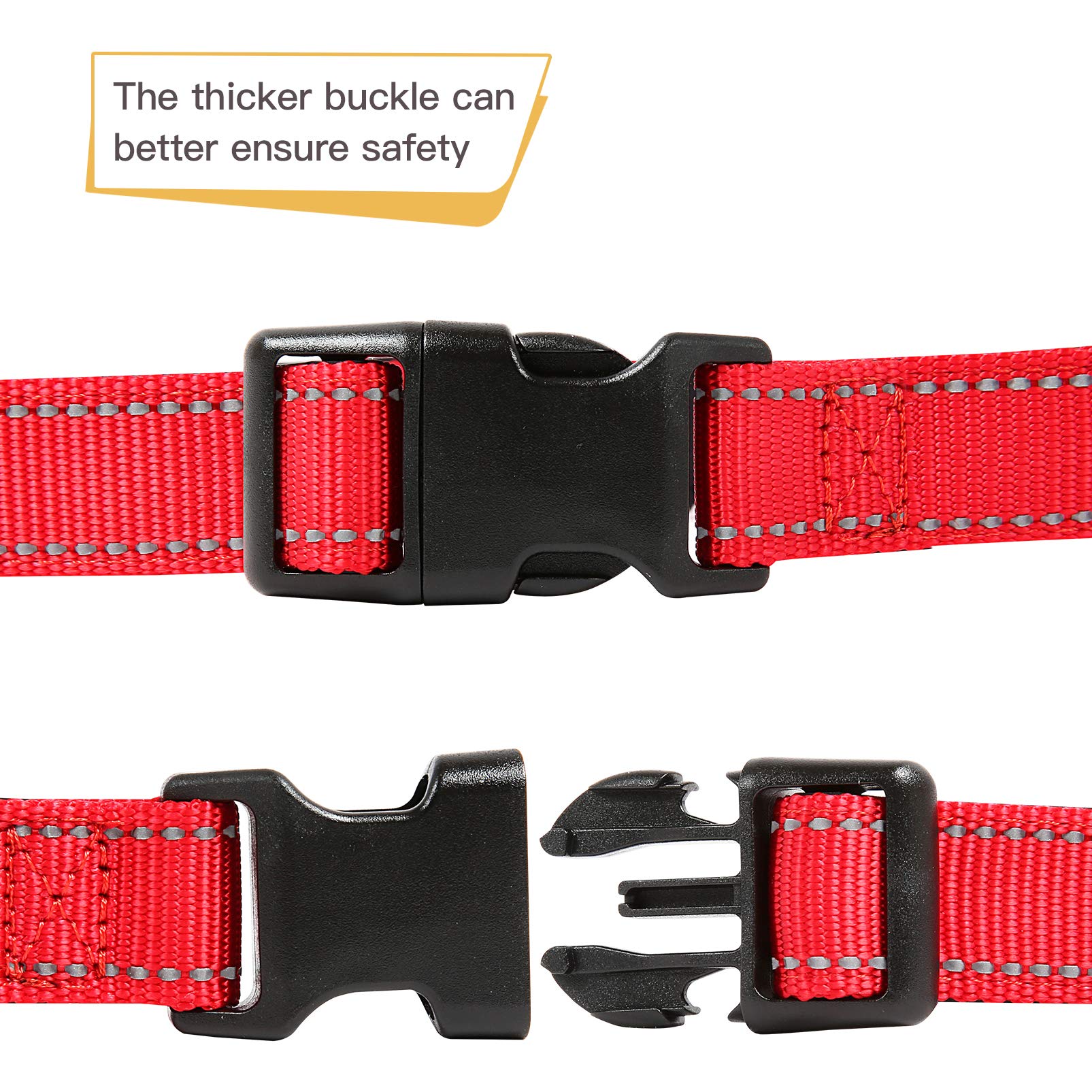 DDOXX Reflecterende nylon hondenhalsband, stabiele en verstelbare puppyhalsband voor alle maten, XS, roze DDOXX Reflecterende nylon hondenhalsband, stabiele en verstelbare puppyhalsband voor alle maten, XS, roze