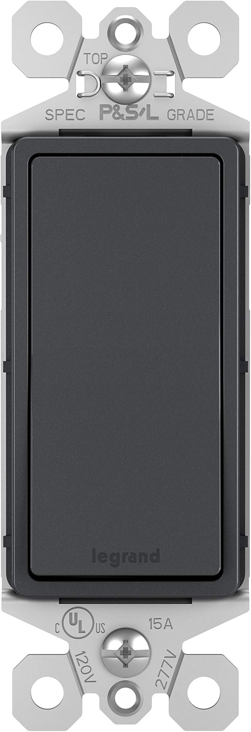 Legrand radiant TM870GCC10 15 Amp Rocker Wall Switch, Single Pole Decorator Light Switches, Graphite (1 Count)