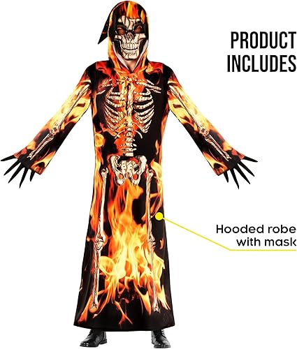 Miniatura 2 de Morph Disfraz de la parca de fuego para niños, disfraz de la parca para niños, disfraces aterradores para niños, disfraces de la parca para niños