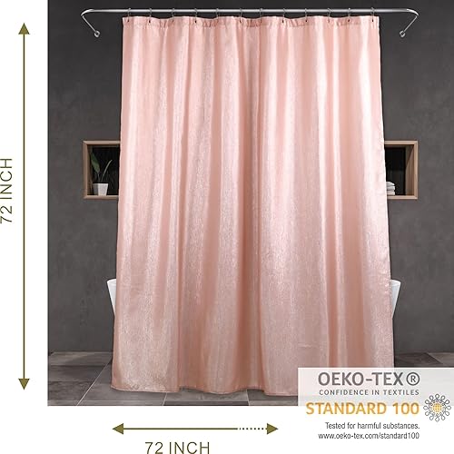 Miniatura 6 de Cortina de ducha con purpurina rosa rubor cortinas de tela metálica brillante para decoración de baño de niñas, accesorios de baño y juego de regalo