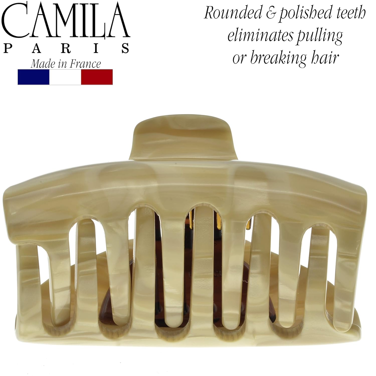 Camila Paris CP2125 French Hair Clip for Women for Long Curly Wavy Hair, Beige, Girls Hair Claw Clips Jaw Fashion Styling Hair Accessories for Women, Strong Hold No Slip Grip, Made in France - Image 5