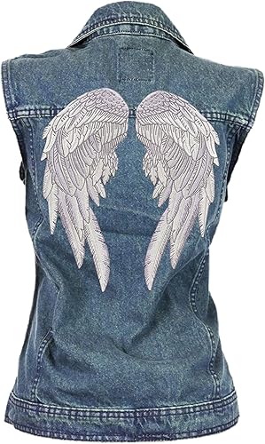 Miniatura 2 de Nixon Thread Co. (12.0 in), diseño de alas de ángel  bordado para planchar  Juego de 2 piezas  por Nixon Thread Co. (12 pulgadas) (negrogris)