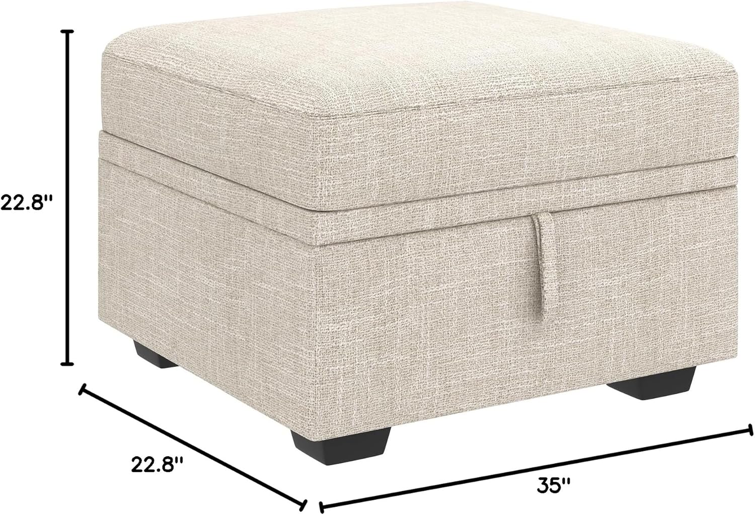 HONBAY Storage Ottoman Module for Sectional Sleeper Sofa with Pull Out Bed, Movable Footrest Ottoman for Modular Couch, Beige