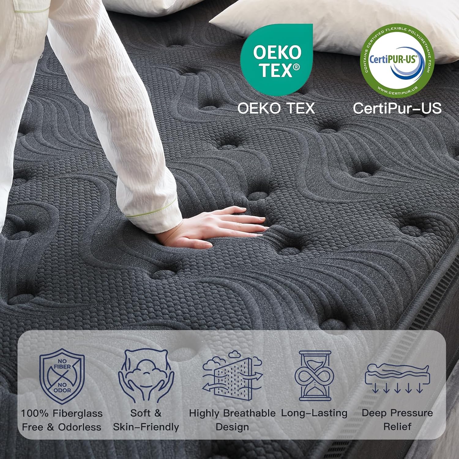 Profus Twin Size Memory Foam Mattress, 12 Inch Bed Mattress in a Box with Pocketed Coils, Relieve Pressure with Medium Support, Motion Isolation, CertiPUR-US Certified