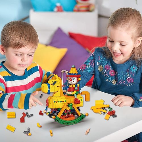 Miniatura 7 de Juego de 590 piezas STEM de madera mecedora de caballo de 7.09 x 4.72 x 8.07 pulgadas (largo x ancho x alto), juguetes de cuerda acrobática