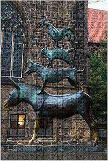 Jigsaw Puzzles 500 Piece for Adults - Bremen Town Musicians 2 Animals Art Stock Pictures Royalty Free Fun Puzzle Educational Family Game Toys Decoration Colorful Best Gifts Teenagers and Kids