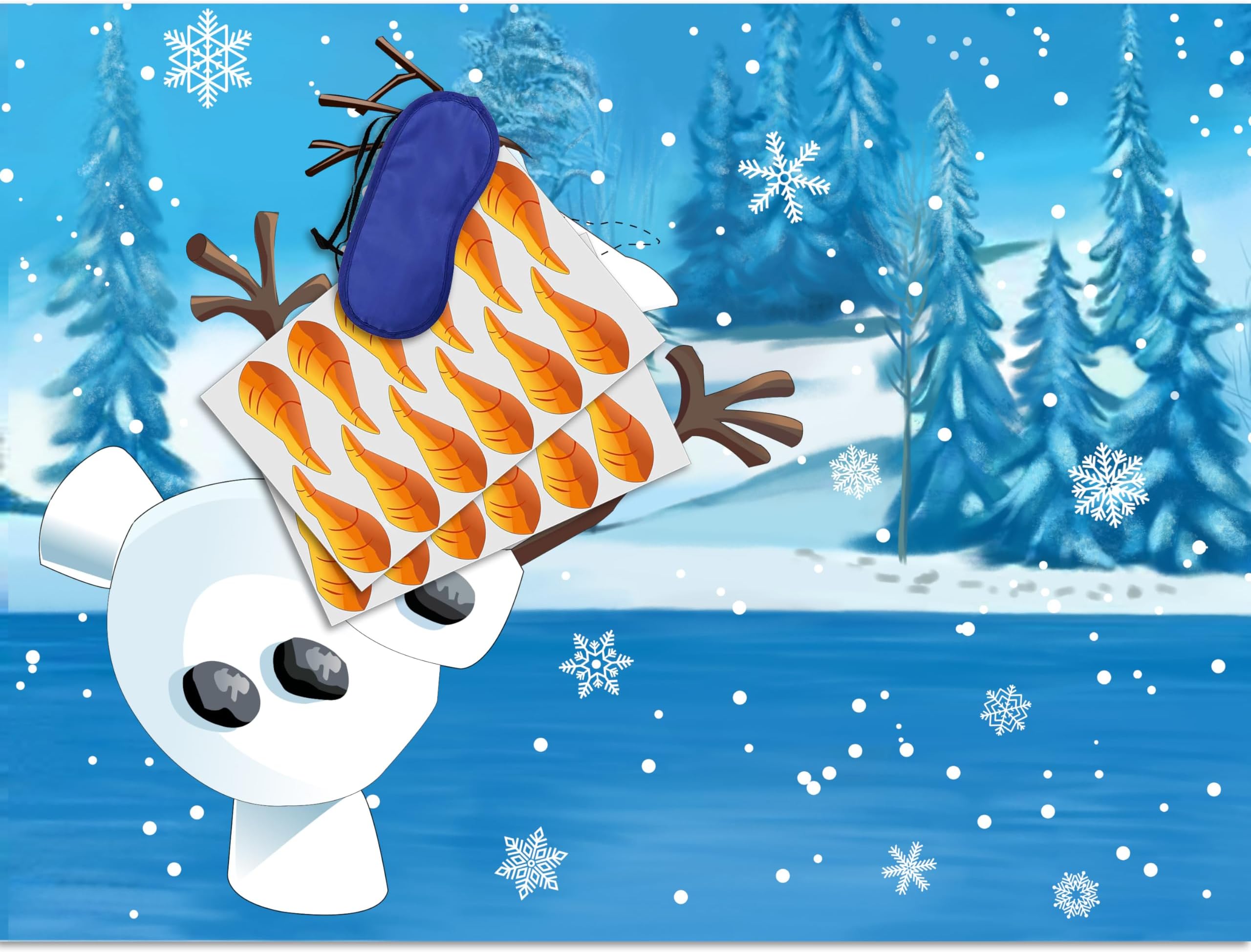 Pin The Nose on The Snowman Game for Kids Christmas Party Game for Kids Snowman Pin Game with 24Pcs Nose Stickers Birthday Party Supplies Activities