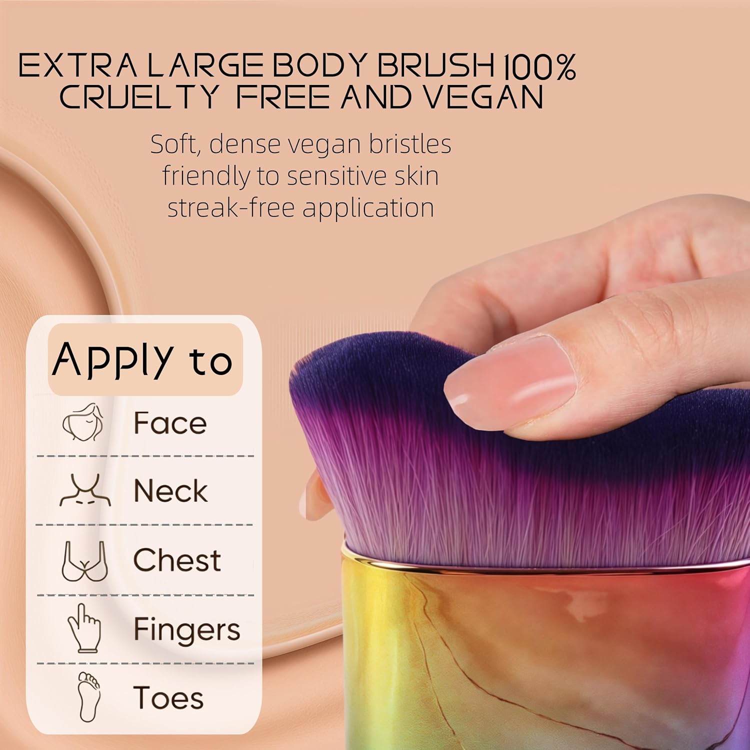 Extra Large Body Makeup Brush - Ultra Soft Self Tanner Brush - Kabuki Brush for Body Foundation & Makeup, Blending Applicator for Tanner, Applicator for Self Tanner (2 Pack)