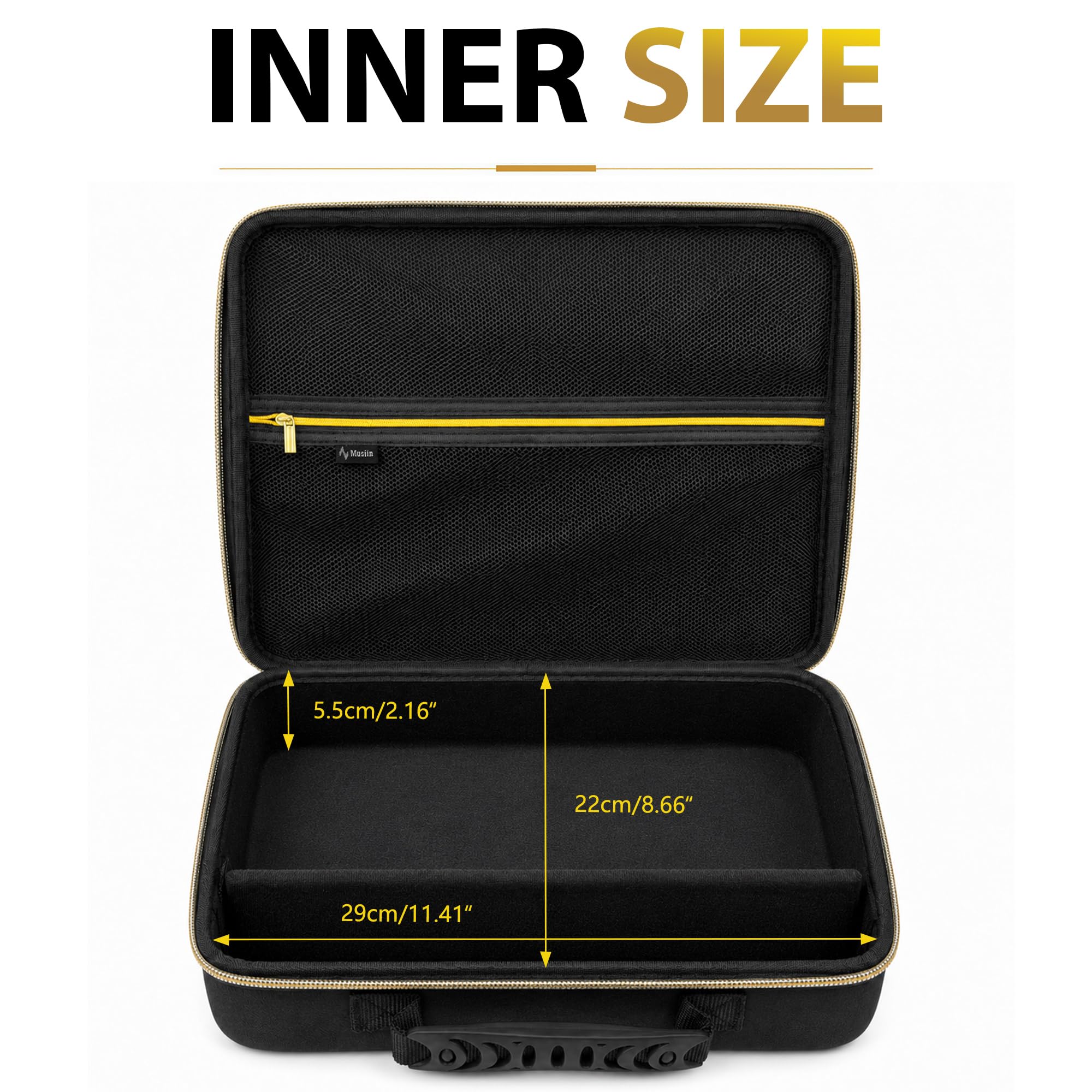 Musiin Funda para procesador de efectos digitales de guitarra compatible con Neural DSP Quad Cortex, almacenamiento portátil con bolsillo de malla, compartimento para cables, cremallera dorada y asa