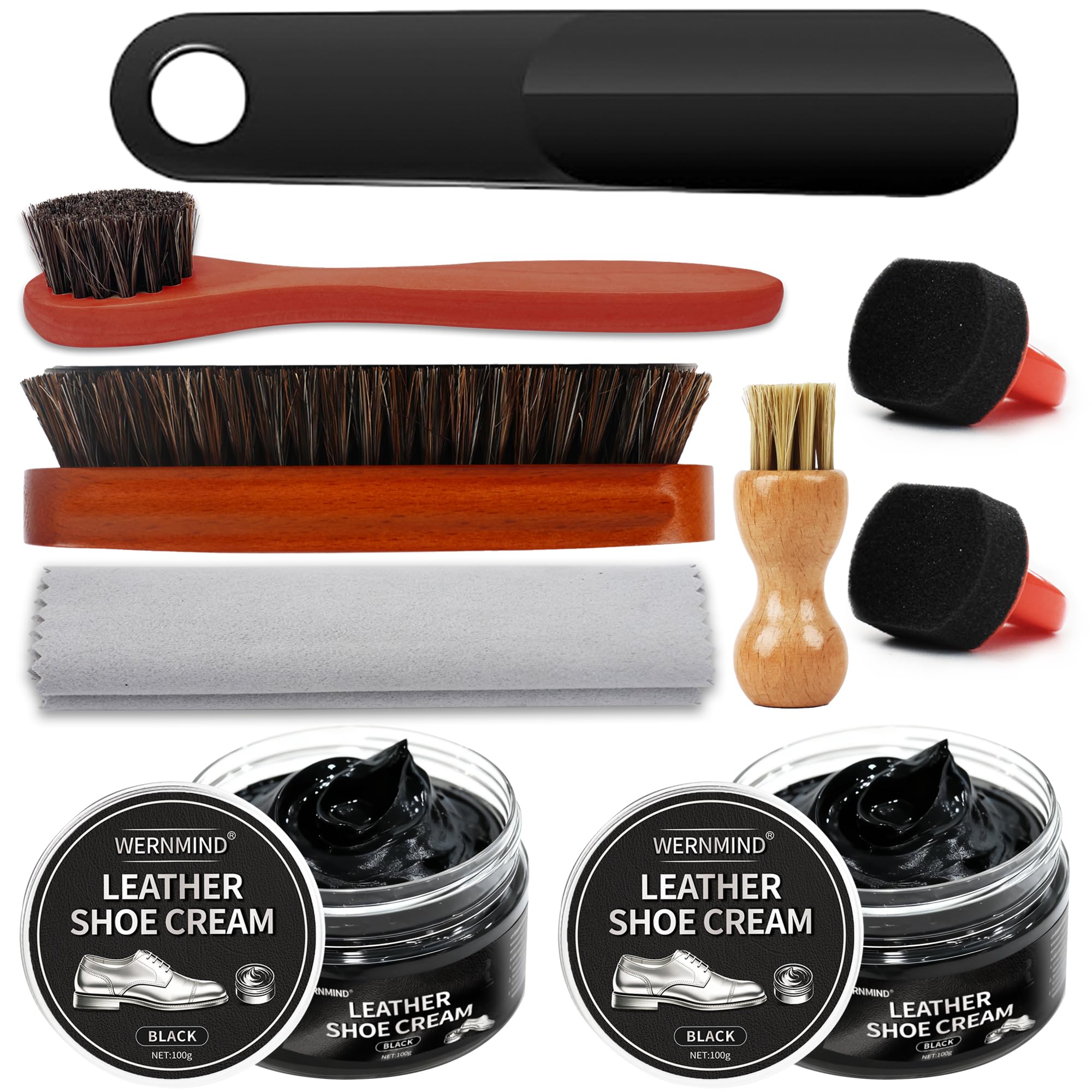 Black Brown Shoe Polish Kit Saddle Soap Mink Oil Boots Shoe Shine