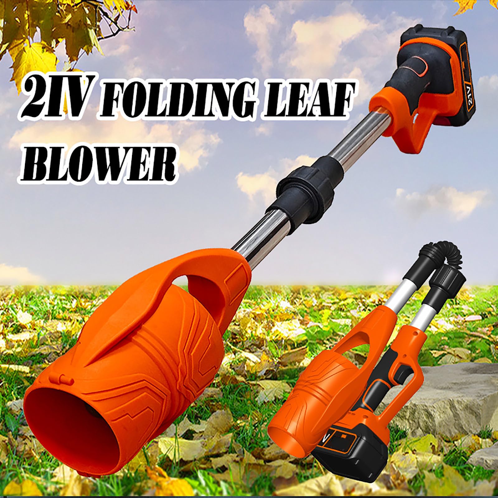 Soffiatori per Foglie Pieghevole e Portatile, Soffiatore a Batteria 21V Compatto, per la Manutenzione del Prato, Spazzaneve e Spolverare, Soffiatore Senza Fili Piccolo per Giardino/Ingresso