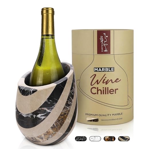 Gusto Nostro Marble Wine Chiller Bucket - 750ml Wine Bottle Cooler and Champagne Chiller for Party, Kitchen, Bar Cart Decor to Chill & Keep Bottles Cold - With Unique Wine Lovers Gift Box