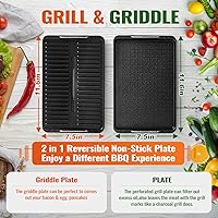 Vista 2 de Indoor Smokeless Electric Korean BBQ Grill - 1200W With Non-stick Removable Plate & Griddle, LED Smart Display, Tempered Glass Lid, Adjustable