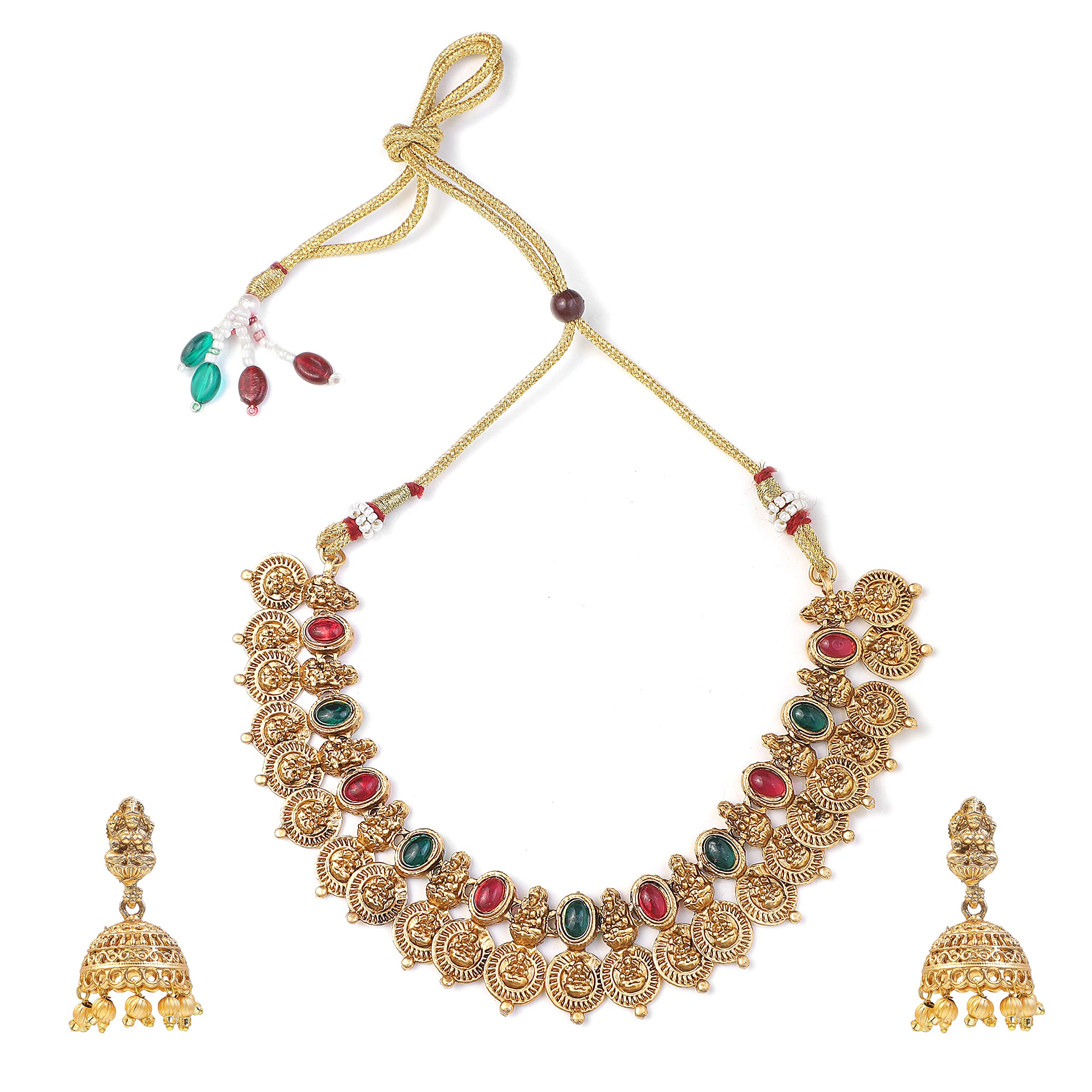 ROFARWORD Gold-plated Brass Premal Antique Indian Jewelry Necklace Set for Women & Girls | Indian Jewelry (Gold8) (B0CPHR49J2) Amazon Price History, Amazon Price Tracker