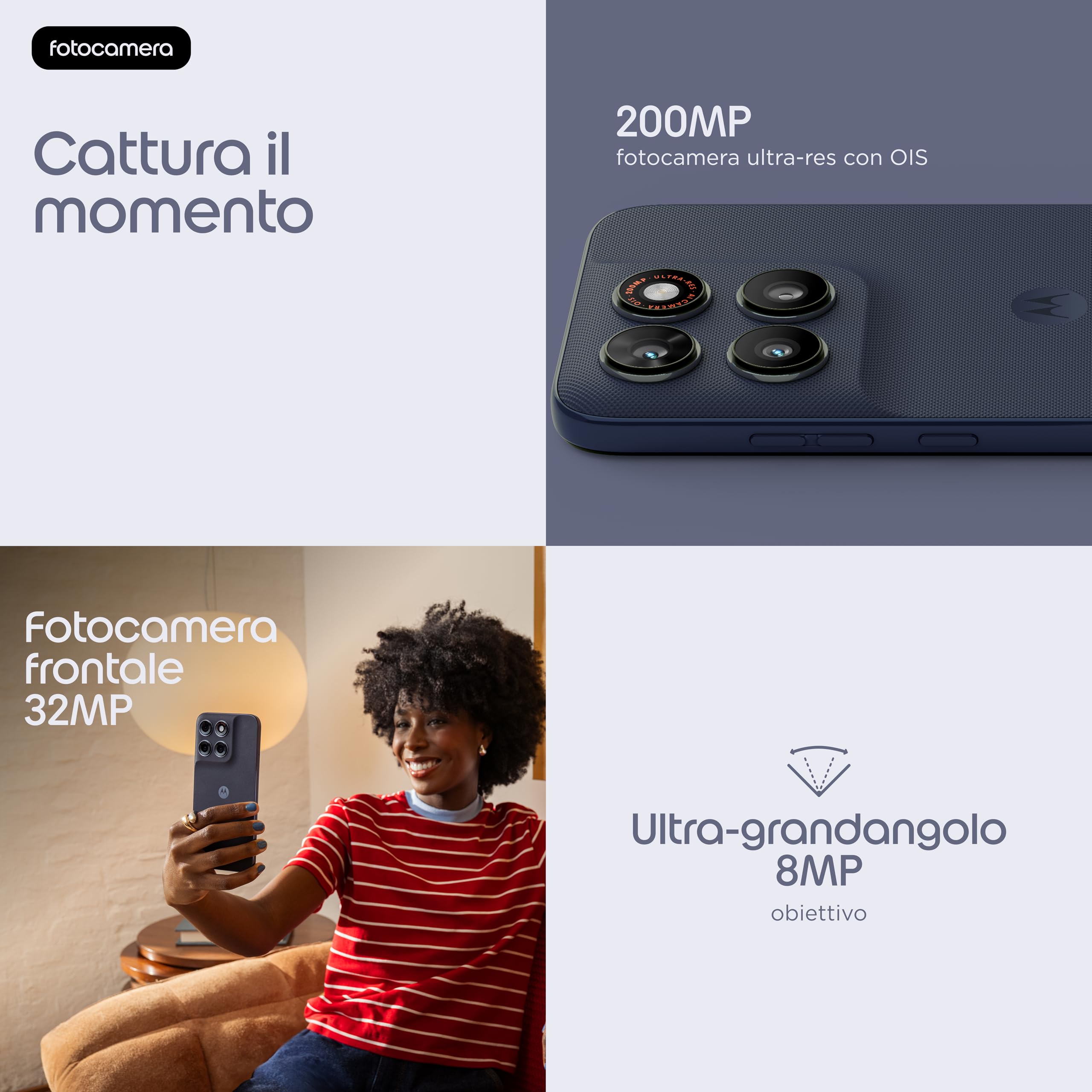 Motorola moto g87 con 3 anni di garanzia (8/256GB, fotocamera 200MP, Display 6.78" Extreme AMOLED 120Hz, MediaTek Dimensity 6400, 5100mAh, TurboPower 30W, Android 16), PANTONE Overture