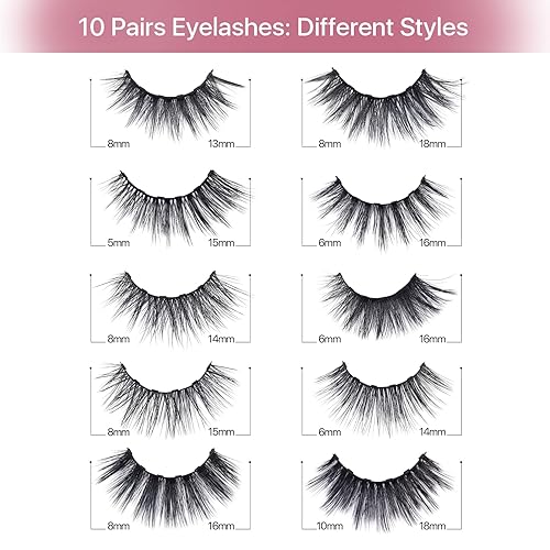 Miniatura 2 de Pestañas magnéticas 10 pares de pestañas magnéticas pestañas magnéticas con 4 tubos de delineador magnético aspecto natural larga duración pestañas