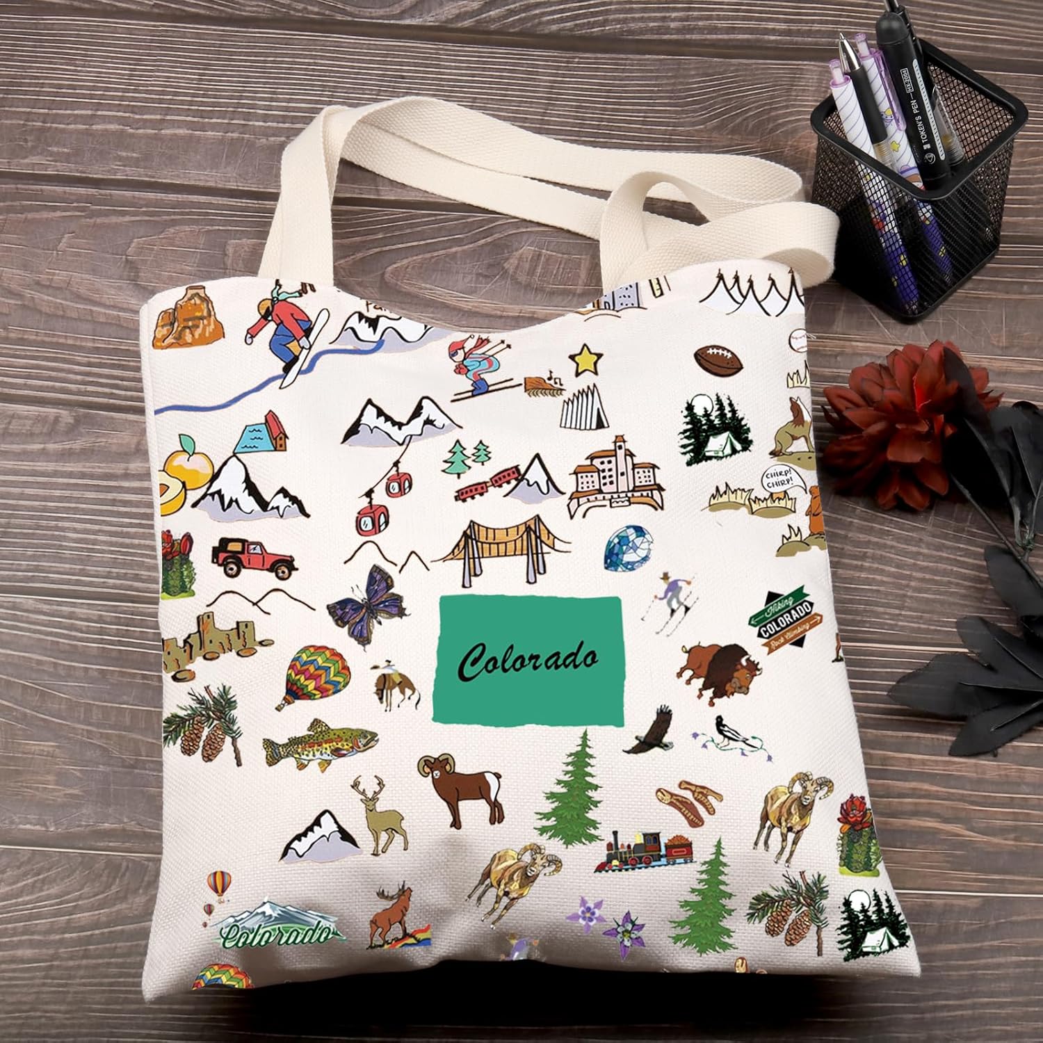 FEELMEM Colorado Travel Gift Colorado Gifts Vacation Canvas Tote Bag Colorado Trip Souvenir Shoulder Bag Colorado Merchandise - Image 3