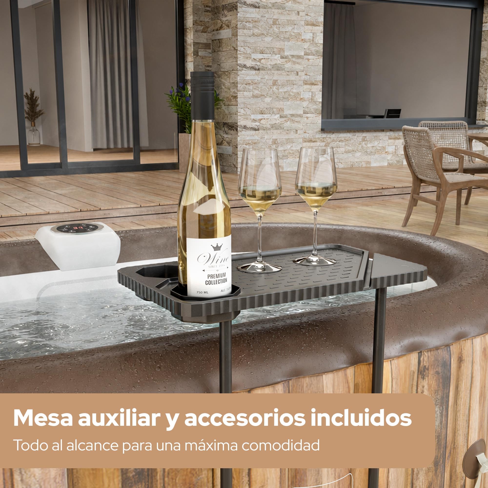 Arebos Whirlpool | SPA Hinchable | Interior y Exterior | 190x120 cm Ovalado | 2 Personas | 90 chorros de Masaje | con calefacción | 550 litros | Incl. Cubierta | Bubble SPA & Wellness Massage