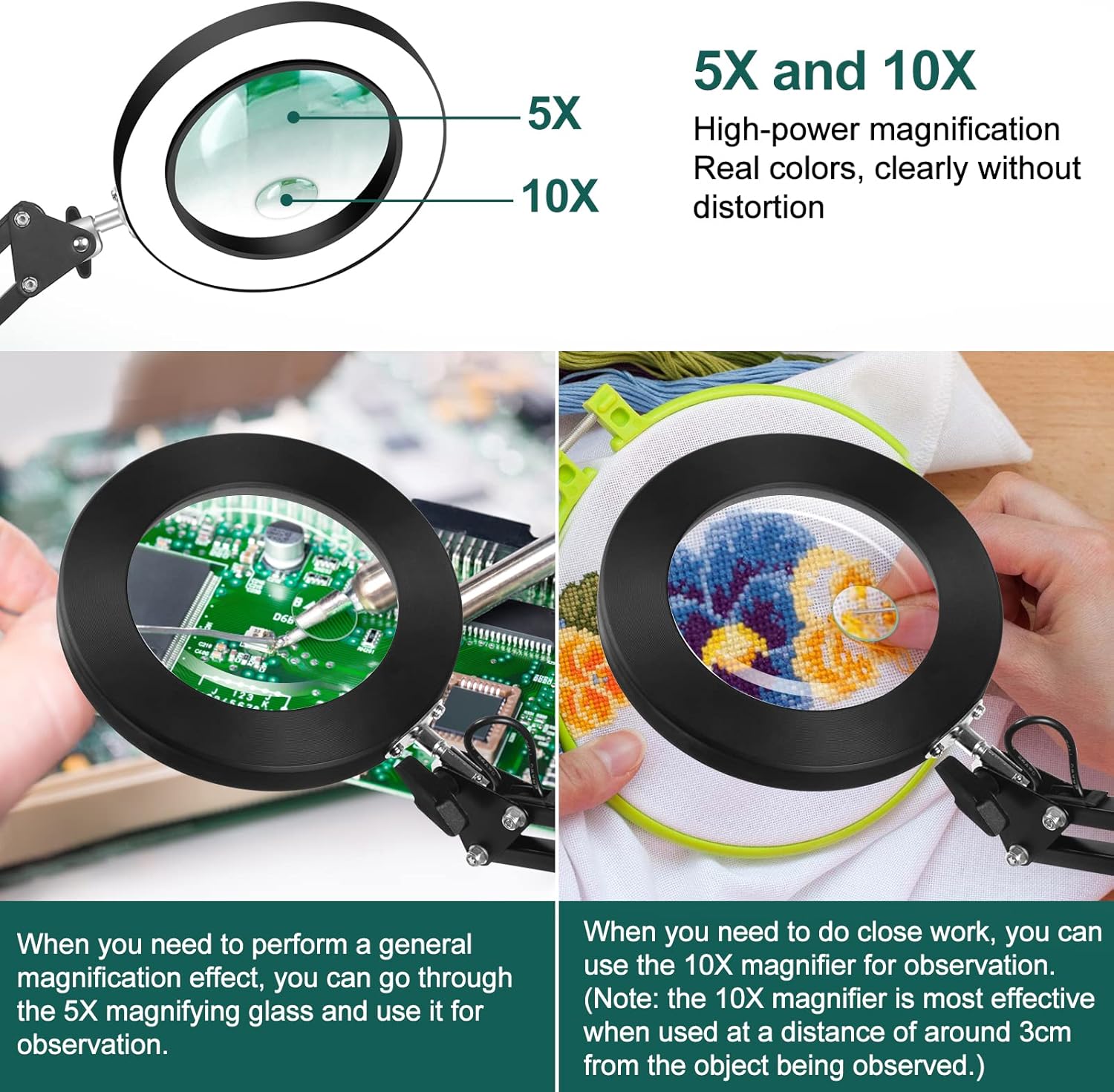 Jewelry Pliers 8Pcs Set, Jewelry Making Tools, Mini Precision Pliers Kit with Wood Pallet, Magnifying Glass with Light Toolour 5X&10X Lighted Magnifying Glass with Stand, 3-in-1 Magnifying Desk Lamp