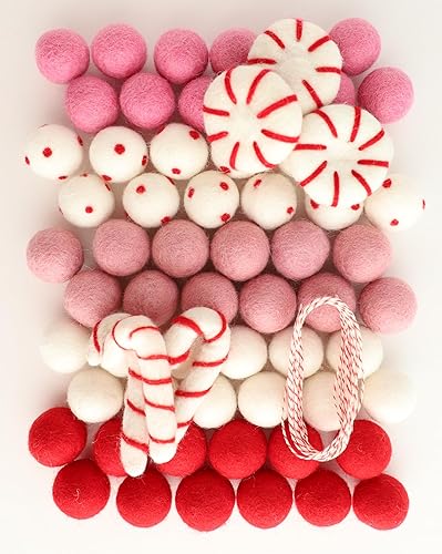 Miniatura 2 de Mini Felt Factory  Felt Ball DIY Christmas Garland Wool 1 inch Pom Ornament Set Red Seasonal Winter Home Mantel Decor White Craft Project Supplies