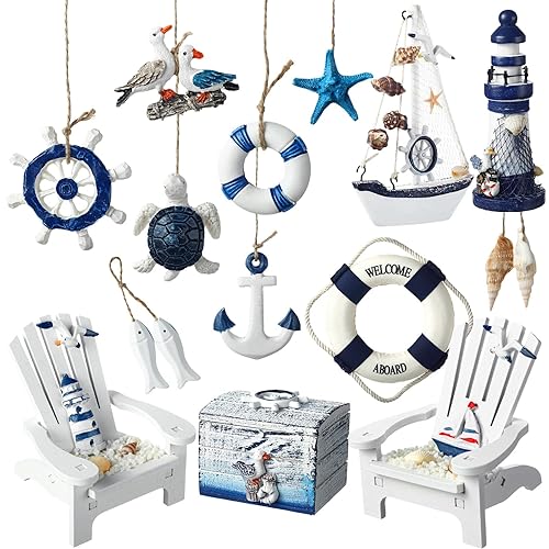 Yousoontic 14 Pack Mini Wood Nautical Home Decor Mediterranean Style