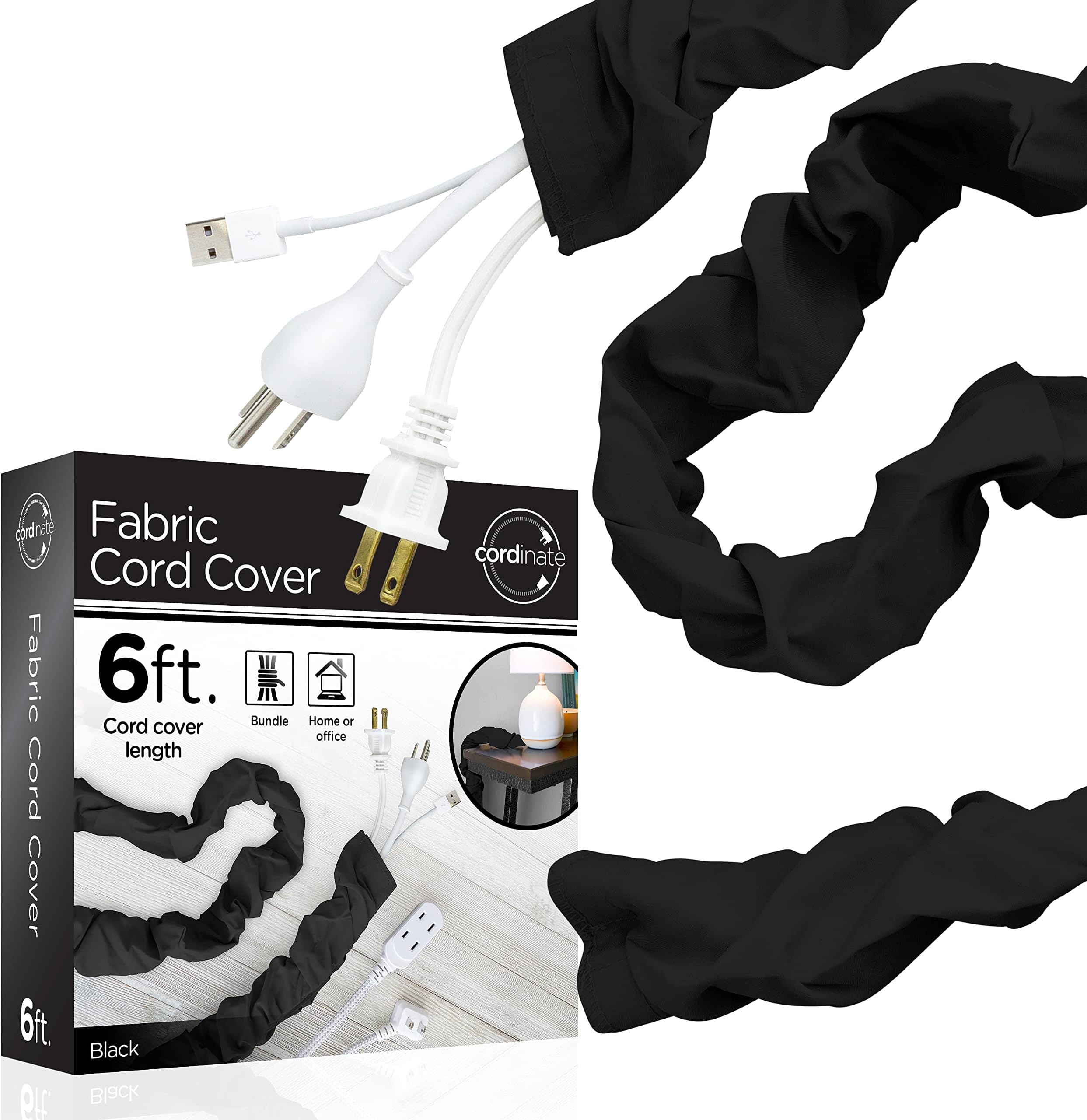 Cordinate Black Fabric Cord Cover
