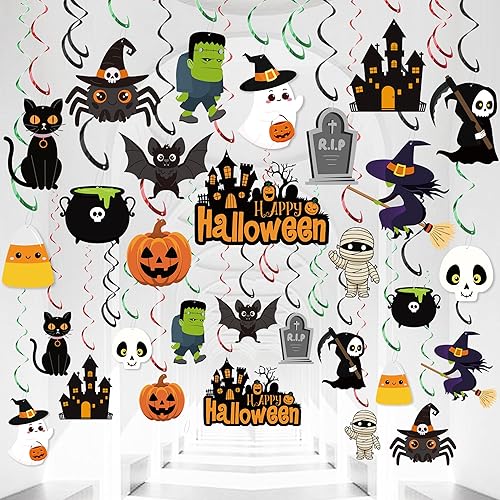 36 PCS Halloween Pre-Strung Hanging Swirl Decor Halloween Ceiling Hanging