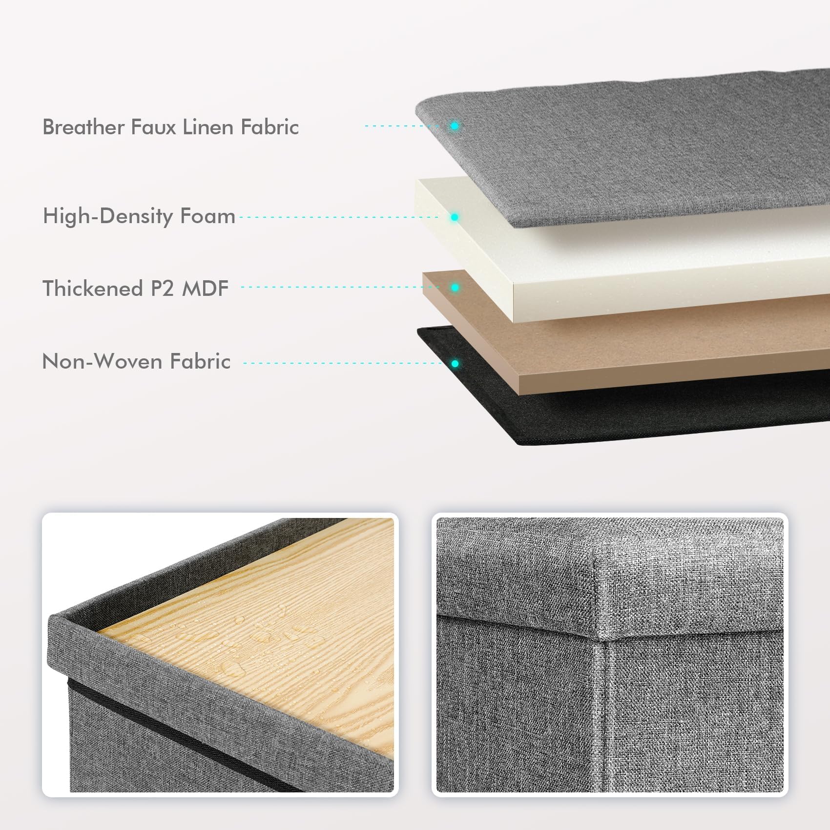 The 4 Best Ottomans for a Small Living Room in 2026 2 BFSOBEIIALEO B FSOBEIIALEO Storage Ottoman with Tray, Small Ottomans Cube Foldin — product photo