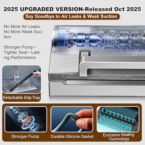 Miniatura 5 de Máquina Selladora al Vacío de Alimentos de Precisión, Sistema de Sellado al Vacío Completamente Automático POWOT, Saver de Alimentos al Vacío Pro