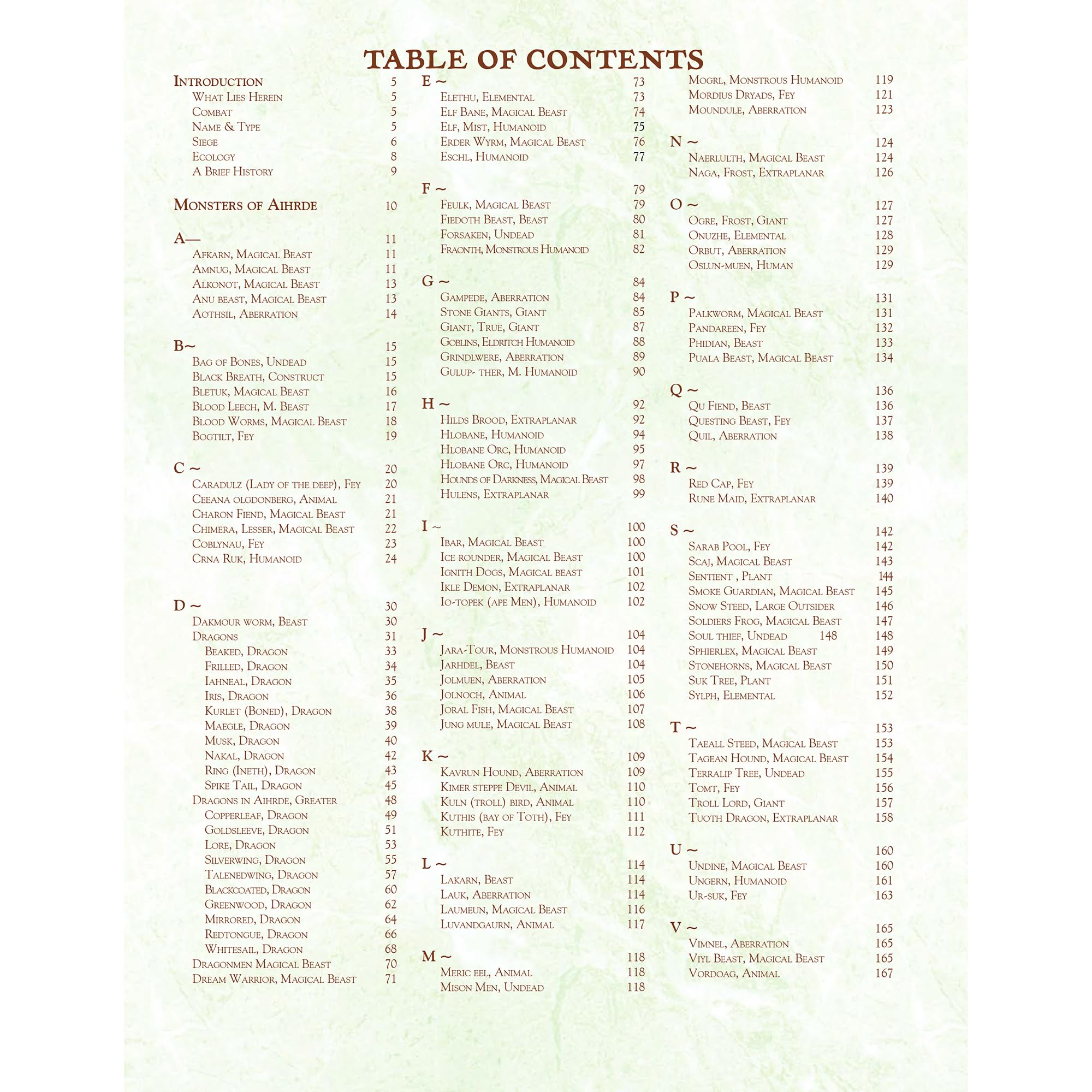 Troll Lord Games: After Winter Dark: Monsters & Treasure of Aihrde - Hardcover RPG Book, Fantasy Role Play
