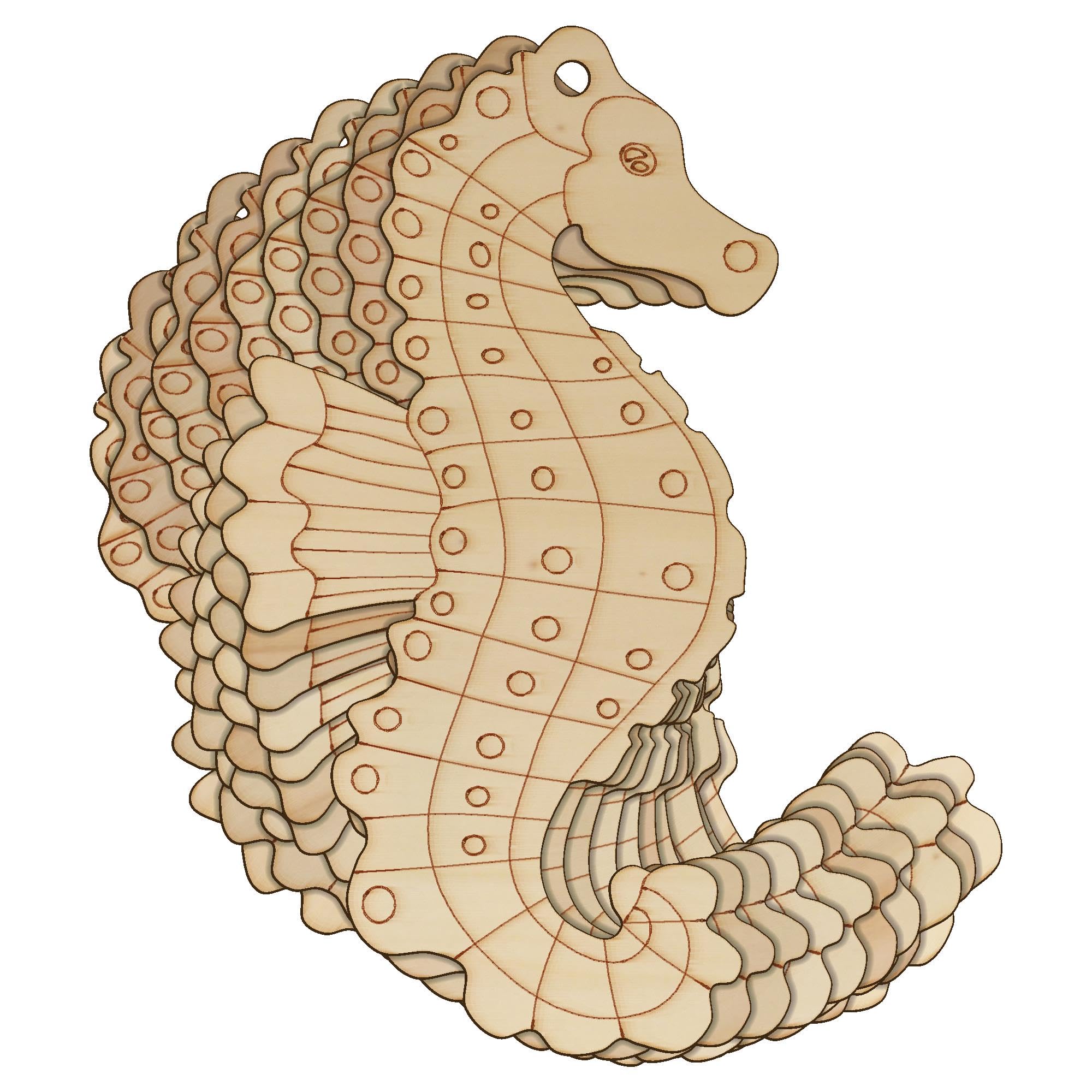10x Wooden Seahorse Craft Shapes 3mm Plywood Seaside Sealife Beach(10 x 5.4cm,Hole Top Centre)