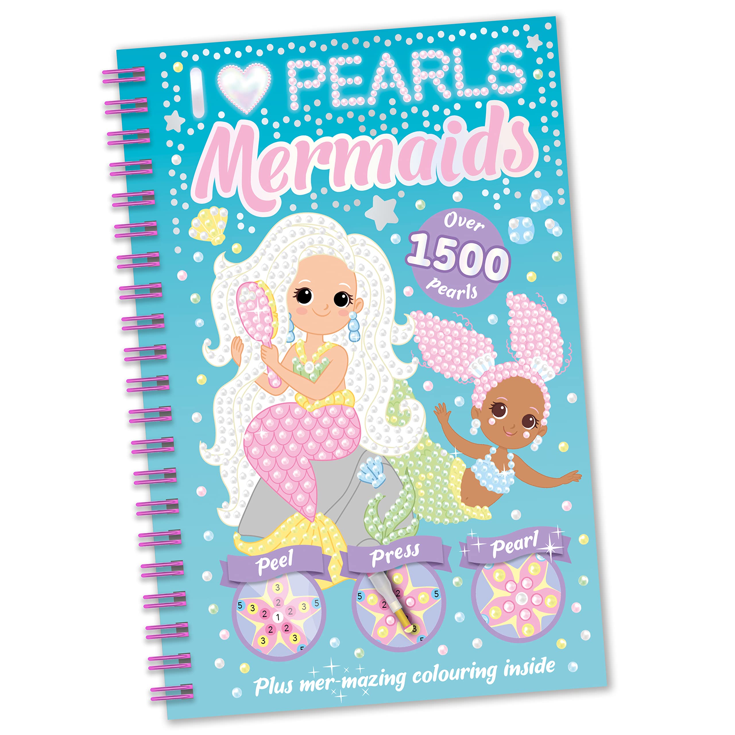 Bookoli - I Love Pearls Mermaids Book - Pearl Art for Kids - Children's Craft Activity Set for Ages 6 to 9 Years - Mermaid Crafts - Includes Over 1500 Pearls - Diamond Painting for Children