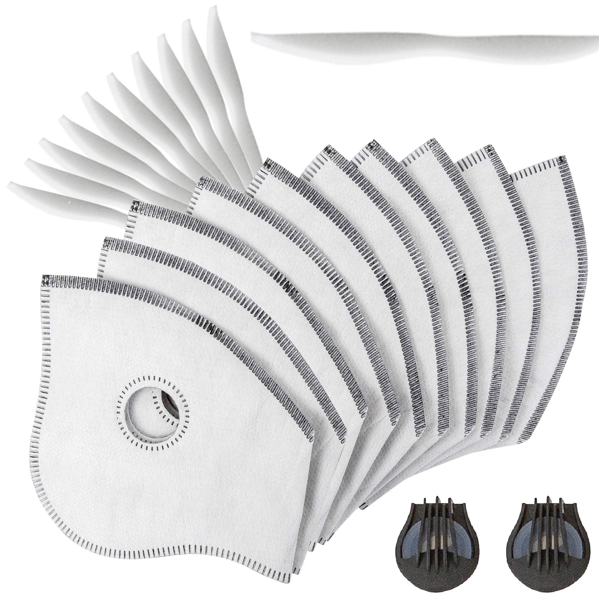 Mask Filter, Sponie & Valve Replacements for Dust Mask- 10 Pack of Filters, 10 Sponies, 2 Valves
