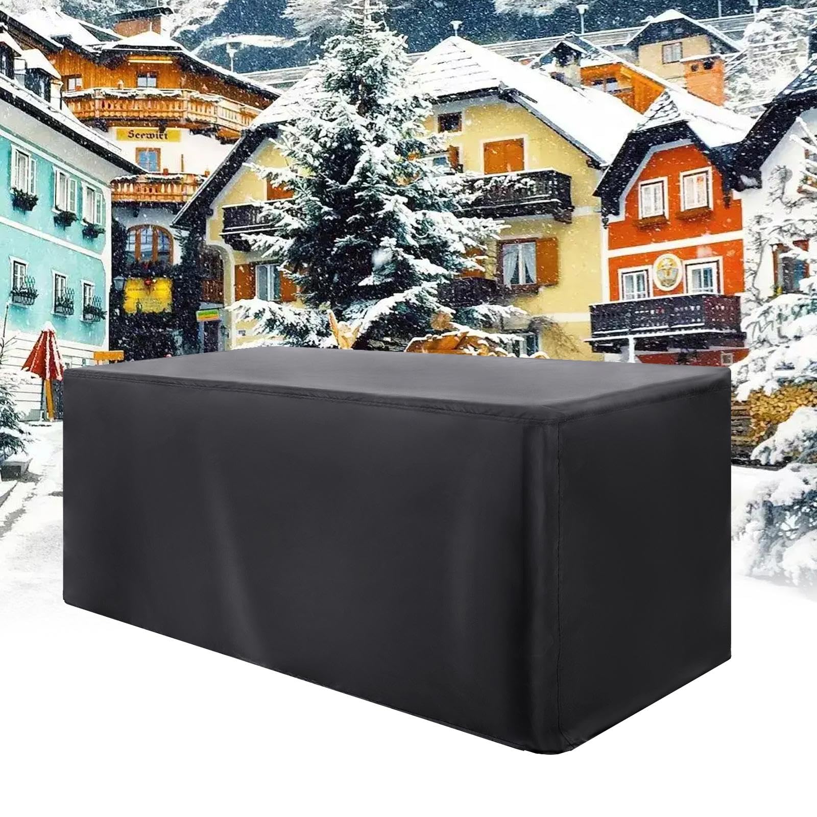 Housse De Protection Pour Table De Jardin 200x70x65 Cm - Tissu Oxford 420D Imperméable Anti-UV - Anti-Vent Avec Cordon