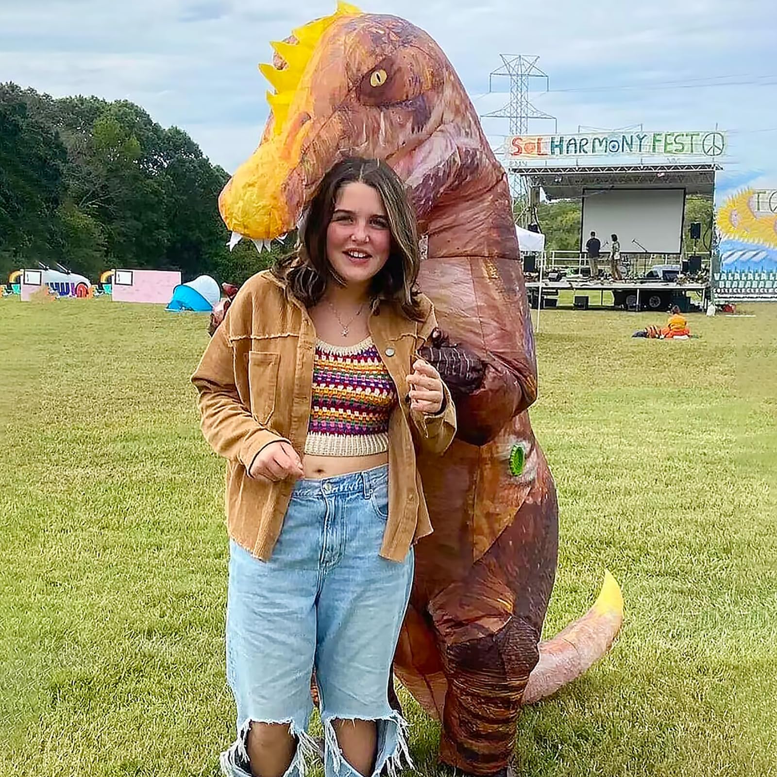 Disfraz de dinosaurio para adultos, disfraz inflable de Spinosaurus, disfraz de Halloween, carnaval, fiesta de cosplay (color marrón)