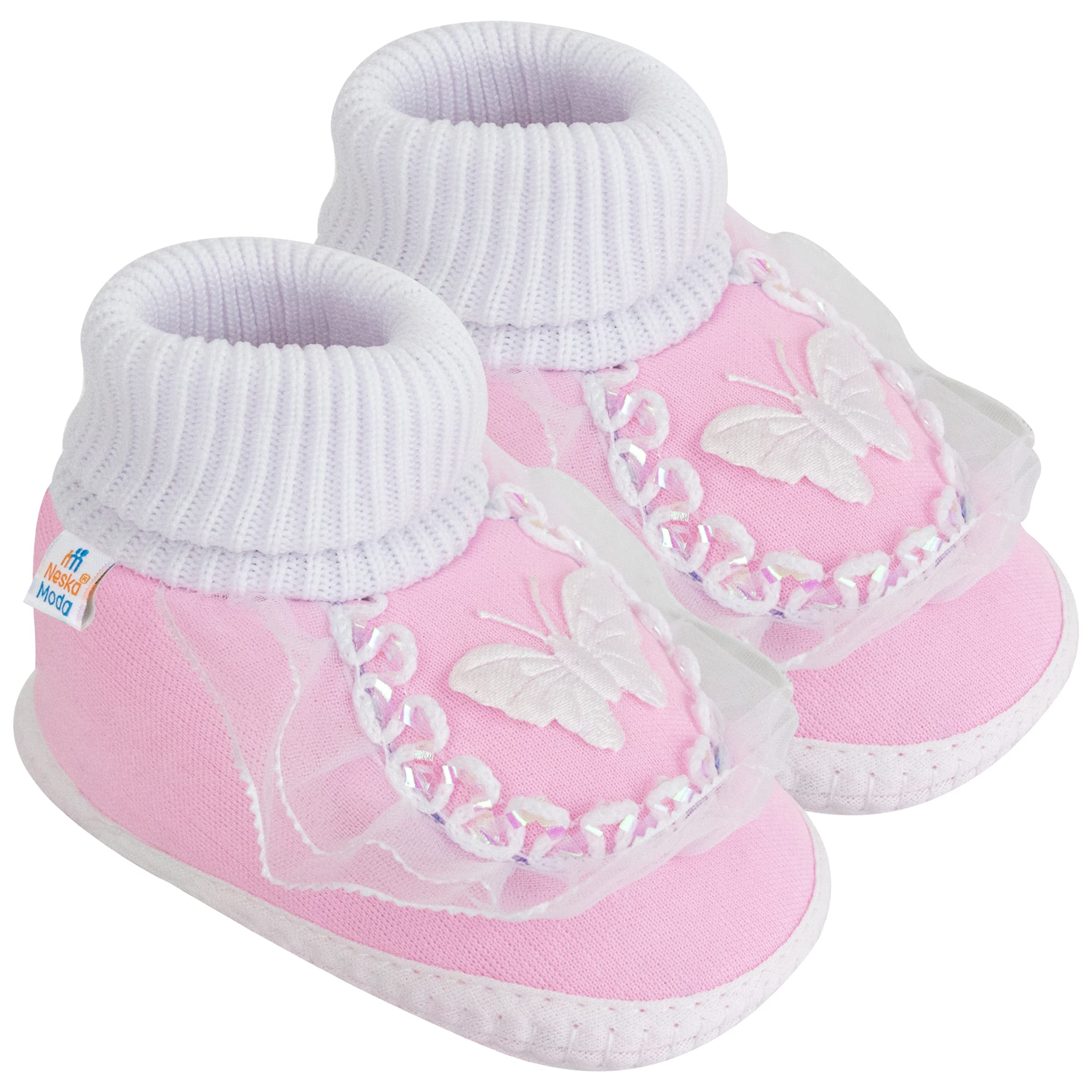 Neska Moda Unisex-Babys Soft Booties for 6 to 12 Months (White Pink, 12 Cm Length) (B078V21FW7) Amazon Price History, Amazon Price Tracker