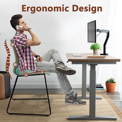 Miniatura 5 de Silla apilable para sala de espera, silla de oficina apilable con soporte lumbar ergonómico y patas de metal, sillas de escritorio de plástico para