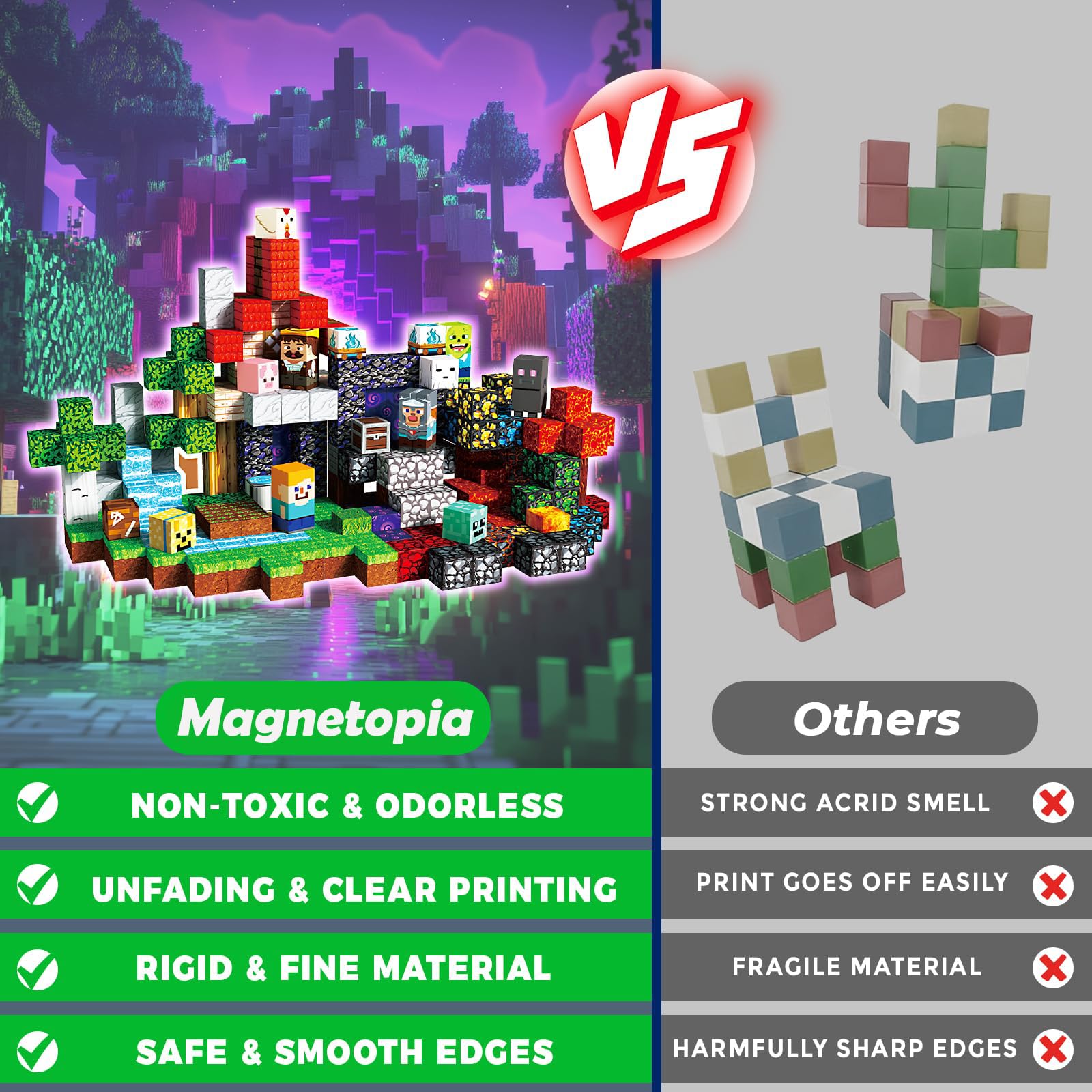 Bloques Magnéticos para Niños 300 Piezas, Juego de Construcción Magnético 2 en 1 con Figuras y Accesorios, Kit Educativo Stem para Niños y Niñas de 3+ Años, Regalo