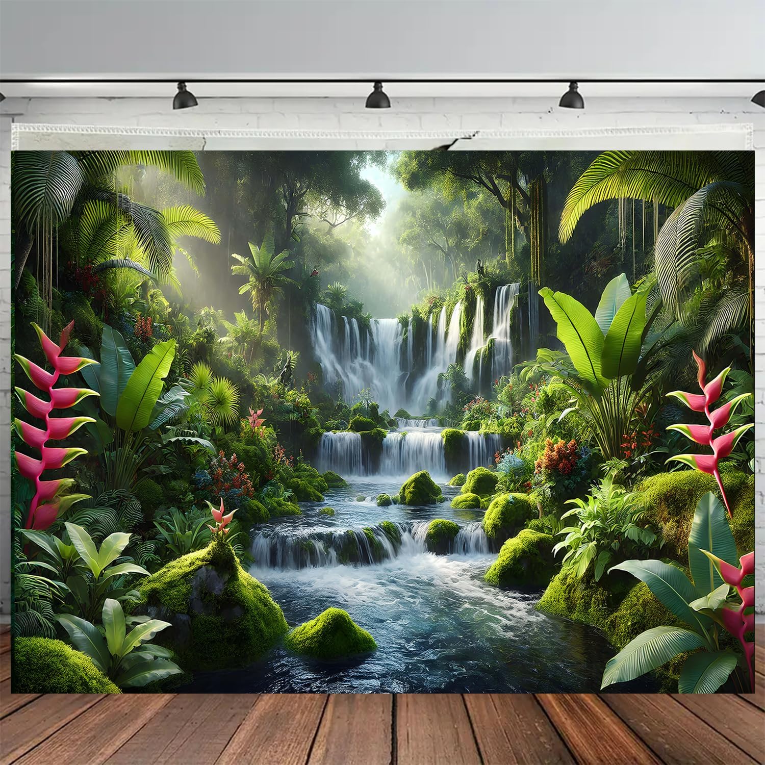 BSFHH Nature Tapestry Forest Tree Sea Cave Wall Hanging, Stream Through Rainforest Landscape Wall Art Poster for Bedroom Living room