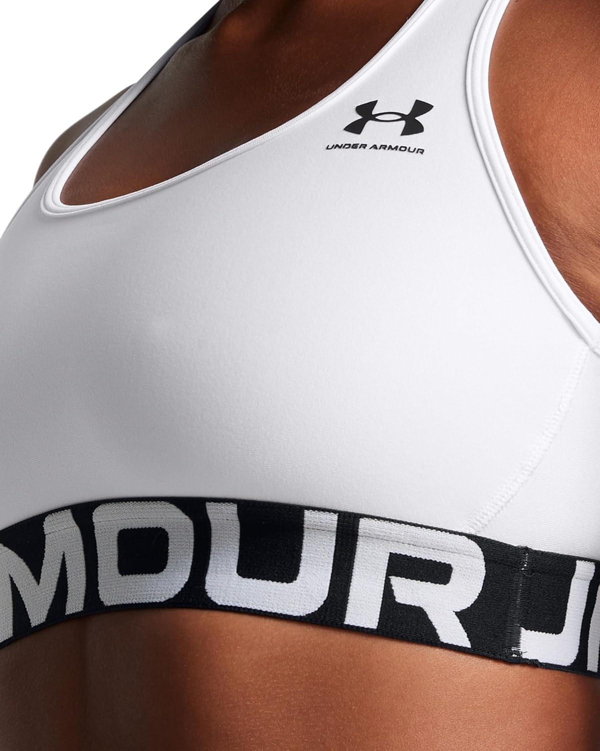 Under Armour Womens HeatGear Authentics Mid Impact Branded Sports Bra