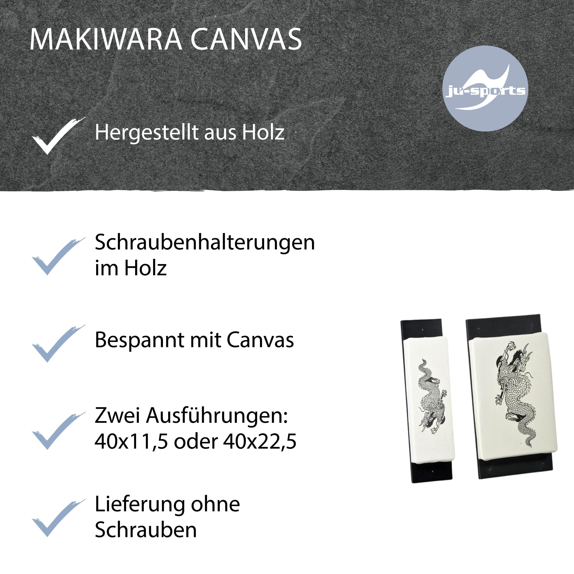 Ju-Sports Makiwara Canvas Schlagpolster Kampfsport 1 STK I Traditionelles Trainingsgerät im Budosport I Aus Holz I Für die Wand