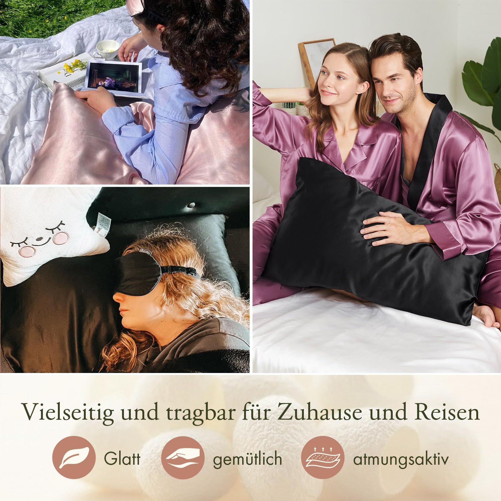 LilySilk Jedwabna poszewka na poduszkę, 25 momme, z zakładką, 1 sztuka, w 100% wysokiej jakości jedwab morwowy, opakowanie, wielokrotnego użytku, 80 x 80 cm, czarna