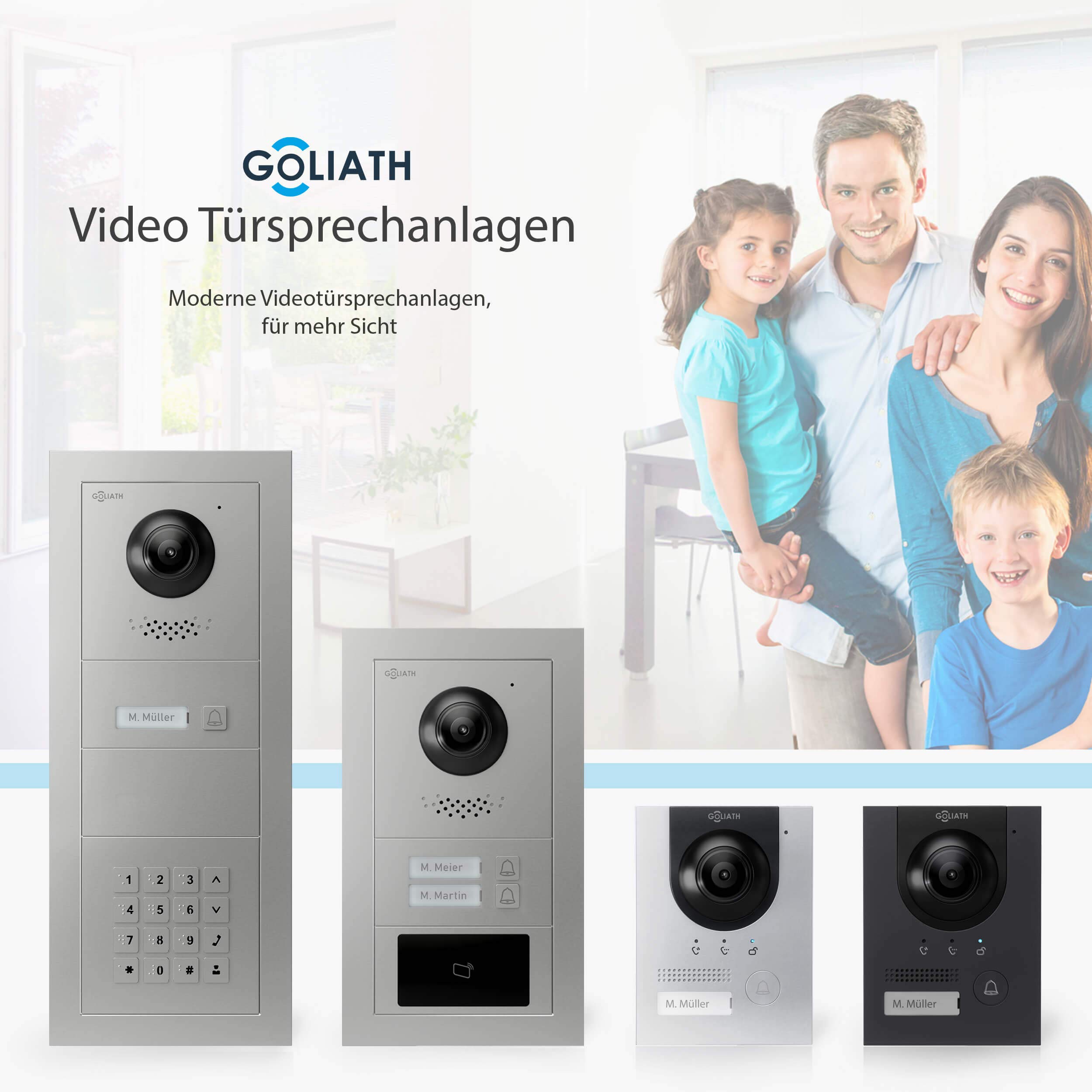 Goliath Hybrid | IP | Full-HD Video Türsprechanlage | App | 1-Fam | 2 x Full-Touchscreen 25,4 cm (10") | Aluminium Aufputz Türstation | 180° Ultra-Weitwinkel | AV-IPS-119