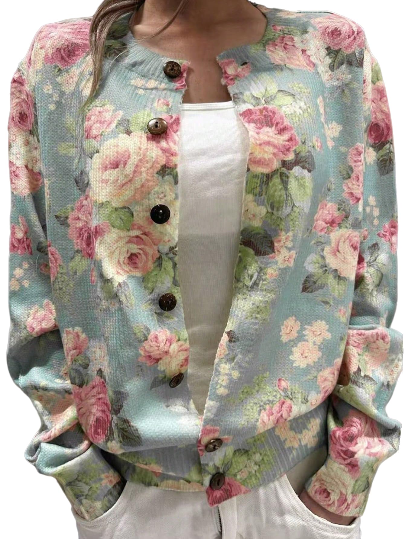 soly hux Women's Floral Print Button Down Cardigan Sweater Lightweight Cozy Fall Outfits Trendy 2025-picture-26