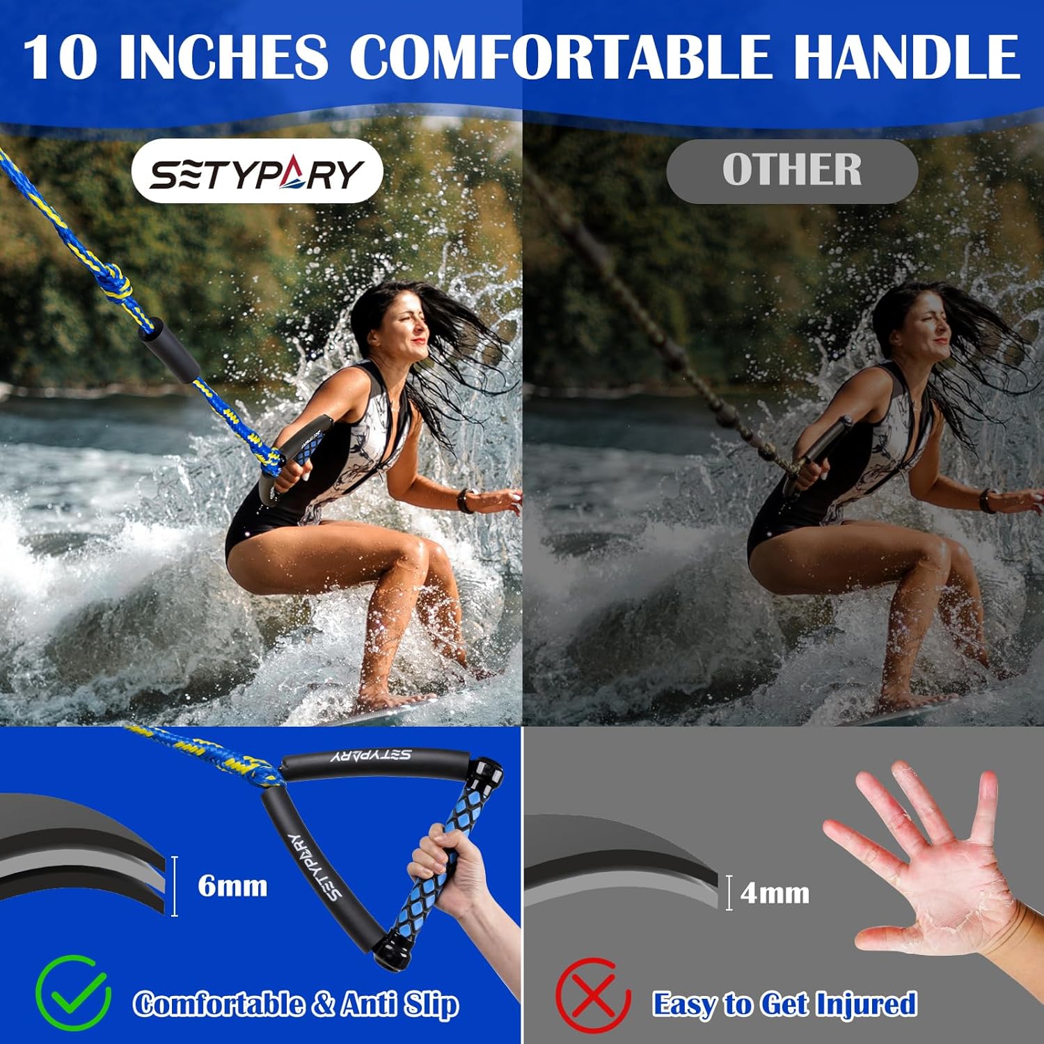 Wakesurf Rope and Handle, 25ft Floating Wake Surf Ropes, Surf Tow Rope for Wakesurfing and Watersports