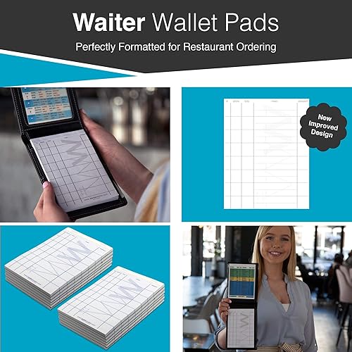 Miniatura 14 de Waiter Wallet Jr. Pads Paquete de 12 blocs de notas de invitados Bloc de notas perforado y grapado de doble cara para servidor de restaurante