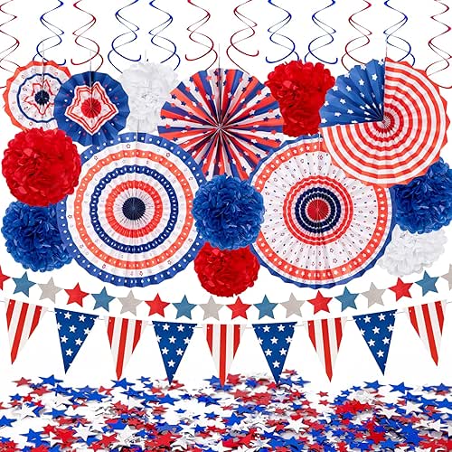29PCS 4th/Fourth of July Patriotic Decorations Set - Red White