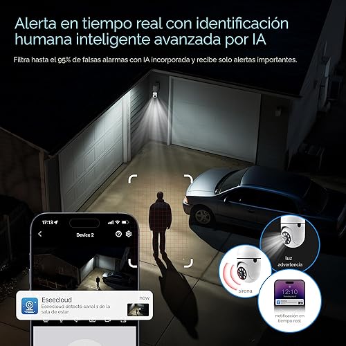 Miniatura 5 de Cámara de seguridad de bombilla de 2 paquetes, cámaras de seguridad 2K de 5G y 2.4 GHz, inalámbricas, para exteriores, 360  PTZ, para seguridad en