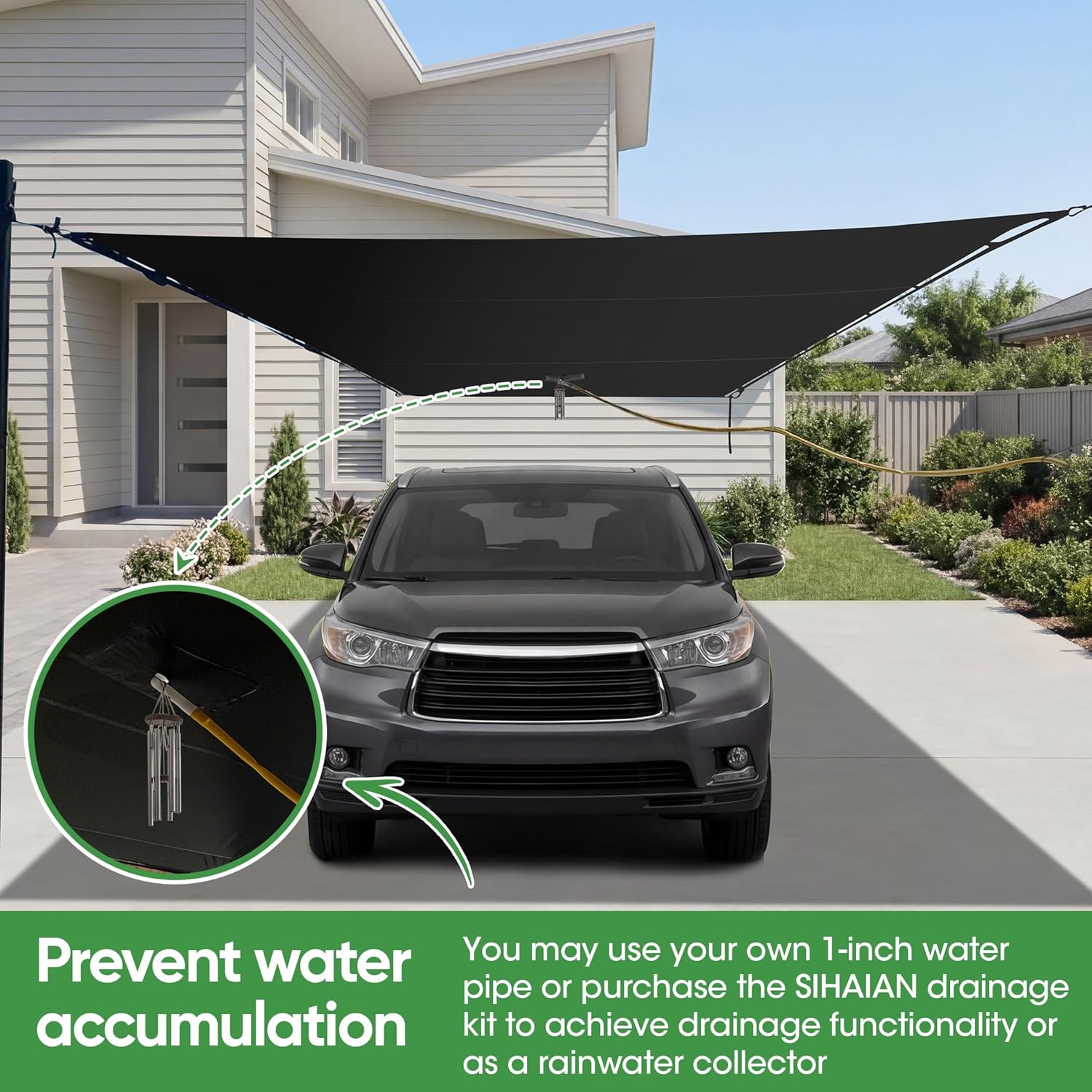 Sun Shade Sail 10'x13' Waterproof Rectangle Double-Rope Shade Sail 500D Heavy Duty UV Block Sunshade Canopy for Backyards, Patios, Gardens, Outdoor Activities and Facility Black