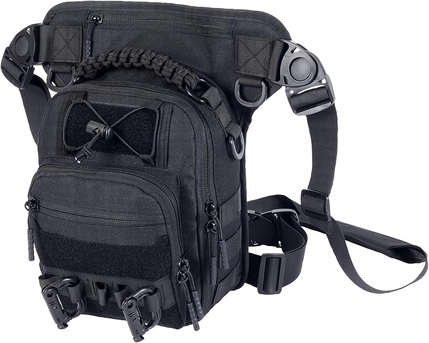 Tactical Drop Leg Bag with Concealed Carry Holster Motorcycle Thigh Pouch for Outdoor, Hiking & EDC Gear (Black)